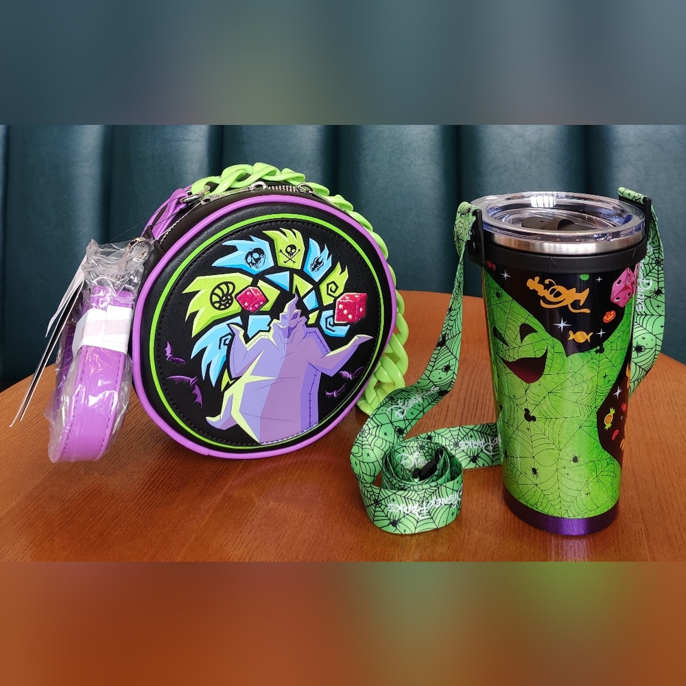 NWT 2022 Disney Loungefly The NBC Oogie Boogie Crossbody Bag & SS Tumbler